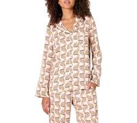 Amazon Essentials Solo Maglia del Pigiama a Maniche Lunghe in Raso dalla vestibilità Standard (Pantaloni Venduti Separatamente) Donna, Rosa Pallido Rosato Leopardata, L