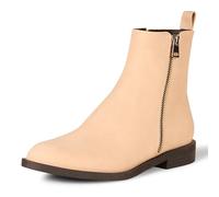 Amazon Essentials Stivaletti Bassi con Cerniera Esterna Donna, Beige Finta Scamosciato, 36 EU