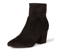 Amazon Essentials Stivaletto alla Caviglia Aderente ed Elasticizzato con Tacco Donna, Nero Micro Scamosciato, 36 EU
