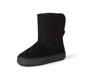 Amazon Essentials Stivaletto alla Caviglia in Shearling Donna, Nero Micro Scamosciato, 35.5 EU Larga