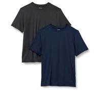 Amazon Essentials T-Shirt a Maniche Corte Elasticizzata Tecnica Uomo, Pacco da 2, Blu Marino/Grafite Mélange, L