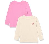 Amazon Essentials T-Shirt a Maniche Lunghe con Polsini a Costine Unisex Bambini e Ragazzi, Pacco da 2, Crema Jellyfish/Rosa, 11-12 Anni