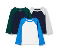 Amazon Essentials T-Shirt a Maniche Lunghe da Bambino in Cotone, Confezione da 3, Blu Acceso/Navy/Bianco, XXL