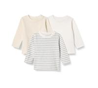 Amazon Essentials T-Shirt A Maniche Lunghe in Cotone 100% vestibilità Comoda Unisex Bambini e Ragazzi, Pacco da 3, Avena Puntinato/Righe, XXL