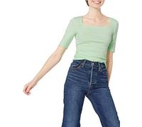Amazon Essentials T-Shirt Aderente con Scollo Quadrato e Mezze Maniche Donna, Verde, XL