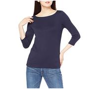 Amazon Essentials T-Shirt con Scollo a Barchetta con Manica a 3/4 Aderente Donna, Blu Marino, L
