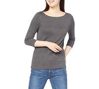 Amazon Essentials T-Shirt con Scollo a Barchetta con Manica a 3/4 Aderente Donna, Carbone Puntinato, L