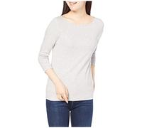 Amazon Essentials T-Shirt con Scollo a Barchetta con Manica a 3/4 Aderente Donna, Grigio Chiaro Puntinato, S