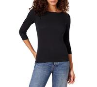 Amazon Essentials T-shirt con Scollo a Barchetta con Manica a 3/4 Aderente Donna, Nero, XS