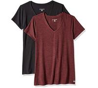 Amazon Essentials T-Shirt con Scollo a v a Maniche Corte Elasticizzata Tecnica - Colori Fuori Produzione Donna, Confezioni Multiple