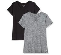 Amazon Essentials T-Shirt con Scollo a v a Maniche Corte Elasticizzata Tecnica - Colori Fuori Produzione Donna, Confezioni Multiple