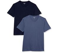 Amazon Essentials T-Shirt con Scollo a v a Maniche Corte Uomo, Pacco da 2, Blu Marino/Blu Scuro, S