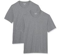 Amazon Essentials T-Shirt con Scollo a v a Maniche Corte Uomo, Pacco da 2, Grigio Puntinato, L