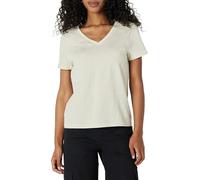 Amazon Essentials T-Shirt da Donna a Maniche Corte con Scollo a V, vestibilità Regolare, 100% Cotone, Color Sabbia mélange, XS