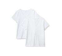 Amazon Essentials T-Shirt da Donna a Maniche Corte con Scollo a V, vestibilità Regolare, 100% Cotone, Confezione da 2, Colore Bianco, Taglia XS