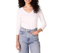 Amazon Essentials T-shirt da donna con scollo a V e maniche a 3/4 dalla vestibilità classica (disponibile in taglie forti), bianco, XL