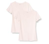 Amazon Essentials T-Shirt da Donna con Scollo Rotondo a Maniche Corte vestibilità Classica (Disponibile in Taglie Forti), Confezione da 2, Bianco, L