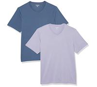 Amazon Essentials T-Shirt da Uomo Regular Fit a Maniche Corte con Scollo a V (Disponibile nelle Taglie Big & Tall), Confezione da 2, Blu Lavato, Lavanda, XS