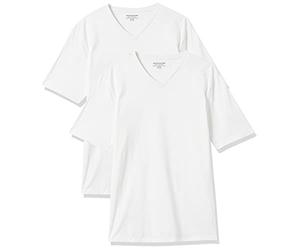 Amazon Essentials T-shirt da uomo regular fit a maniche corte con scollo a V (disponibile nelle taglie Big & Tall), confezione da 2, bianco, 6XL Big Tall