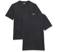 Amazon Essentials T-Shirt da Uomo Slim Fit a Maniche Corte con Scollo a V, Confezione da 2, Grigio Scuro, M