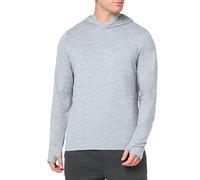 Amazon Essentials T-shirt da uomo Tech Stretch a maniche lunghe con cappuccio, grigio chiaro Space Dye, S
