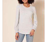 Amazon Essentials T-Shirt Girocollo a Manica Lunga con Polsini Punto Smock Donna, Grigio Puntinato, M