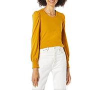 Amazon Essentials T-Shirt Girocollo a Manica Lunga con Polsini Punto Smock Donna, Tabacco, M