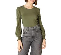 Amazon Essentials T-Shirt Girocollo a Manica Lunga con Polsini Punto Smock Donna, Verde Oliva, XXL