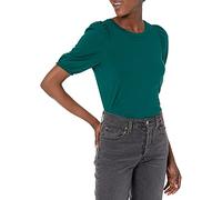 Amazon Essentials T-Shirt Girocollo a Maniche a Sbuffo, Vestibilità Classica Donna, Verde Scuro, L