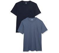Amazon Essentials T-Shirt Girocollo con Tasca a Maniche Corte Uomo, Pacco da 2, Blu Marino/Blu Scuro, XL