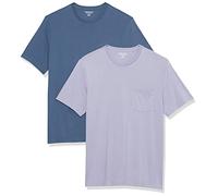 Amazon Essentials T-Shirt Girocollo con Tasca a Maniche Corte Uomo, Pacco da 2, Blu Slavato/Lavanda, XS