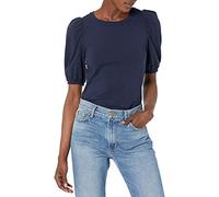Amazon Essentials T-shirt girocollo da donna a maniche corte a sbuffo, vestibilità classica, blu navy, L
