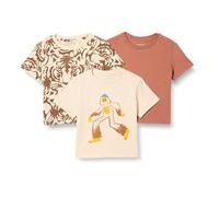 Amazon Essentials T-shirt in cotone Bambini e Ragazzi, Pacco da 3, Terracotta/Volti Di Tigre/Yeti, 9 anni