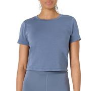 Amazon Essentials T-shirt Leggera Sportiva Tecnica per Yoga Corta in Morbido Cotone, a Maniche Corte Girocollo Donna, Grigio Ardesia, XS