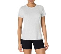 Amazon Essentials T-shirt Leggera Sportiva Tecnica per Yoga in Morbido Cotone, a Maniche Corte, Girocollo, Vestibilità Classica Donna, Grigio Chiaro Puntinato, XS