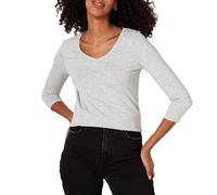 Amazon Essentials T-Shirt Maniche 3/4 e Scollo a V, vestibilità Classica (Disponibile in Taglie Forti) Donna, Grigio Chiaro Puntinato, S