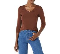 Amazon Essentials T-Shirt Maniche 3/4 e Scollo a V, vestibilità Classica (Disponibile in Taglie Forti) Donna, Cioccolato, XXL
