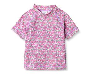 Amazon Essentials T-Shirt Rashguard a Manica Corta Bambine e Ragazze, Lilla Rosa Shocking Posey Floral, 3 Anni