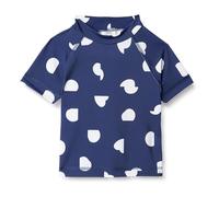 Amazon Essentials T-Shirt Rashguard a Maniche Corte da Ragazza, Blu Scuro a Pois Astratti Avorio, M