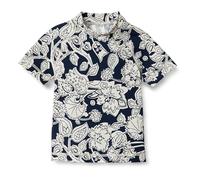Amazon Essentials T-Shirt Rashguard a Maniche Corte da Ragazzo, Blu Navy, Motivo Floreale Folk, XS