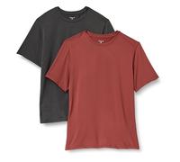 Amazon Essentials T-Shirt Tecnica Leggera a Maniche Corte in Tessuto Elasticizzato ad Asciugatura Rapida e Assorbimento dell’Umidità Uomo, Pacco da 2, Grafite Mélange/Henné, L