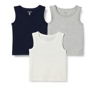 Amazon Essentials Top a Canotta Bambini e Ragazzi, Pacco da 3, Bianco/Blu Marino/Grigio Chiaro Puntinato, 10 anni