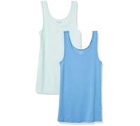 Amazon Essentials Top a Canotta Slim Donna, Pacco da 2, Blu Acqua/Blu di Francia, XS