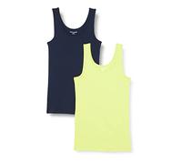 Amazon Essentials Top a Canotta Slim Donna, Pacco da 2, Blu Marino/Verde Lime, XL