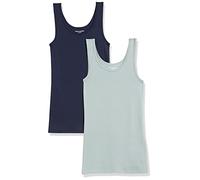 Amazon Essentials Top a Canotta Slim Donna, Pacco da 2, Blu Marino/Verde Salvia, XL