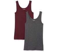 Amazon Essentials Top a Canotta Slim Donna, Pacco da 2, Bordeaux/Carbone Puntinato, XXL