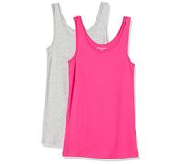 Amazon Essentials Top a Canotta Slim Donna, Pacco da 2, Grigio Puntinato/Rosa Brillante, XS