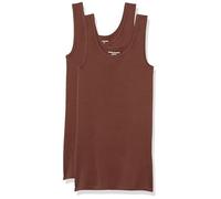 Amazon Essentials Top a Canotta Slim Donna, Pacco da 2, Marrone, S