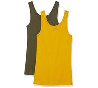 Amazon Essentials Top a Canotta Slim Donna, Pacco da 2, Oro/Verde Oliva Scuro, S