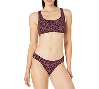 Amazon Essentials Top Corto da Mare con Scollo Rotondo Donna, Rosso Mattone Leopardata, 50